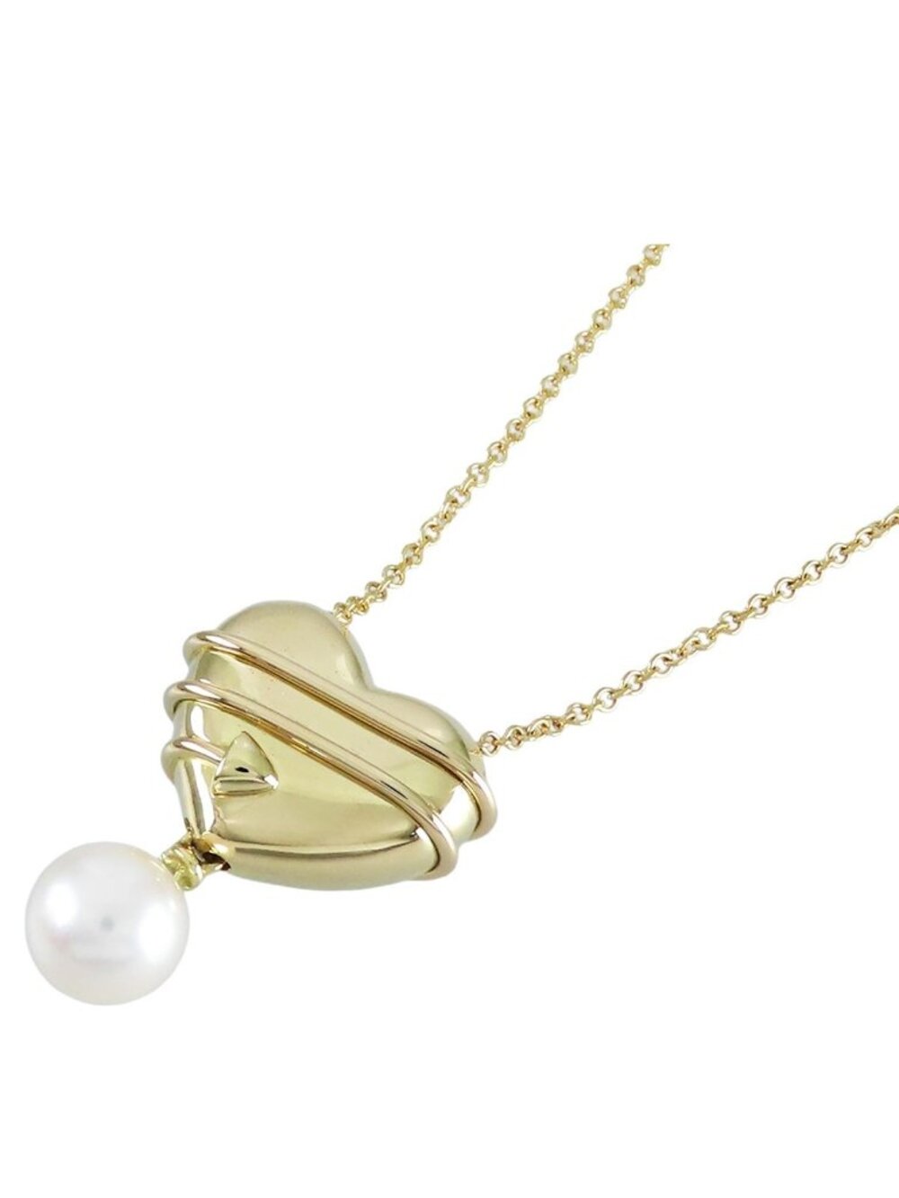 Tiffany & Co Heart Arrow Necklace Yellow Gold 18k Akoya Pearl Pendant